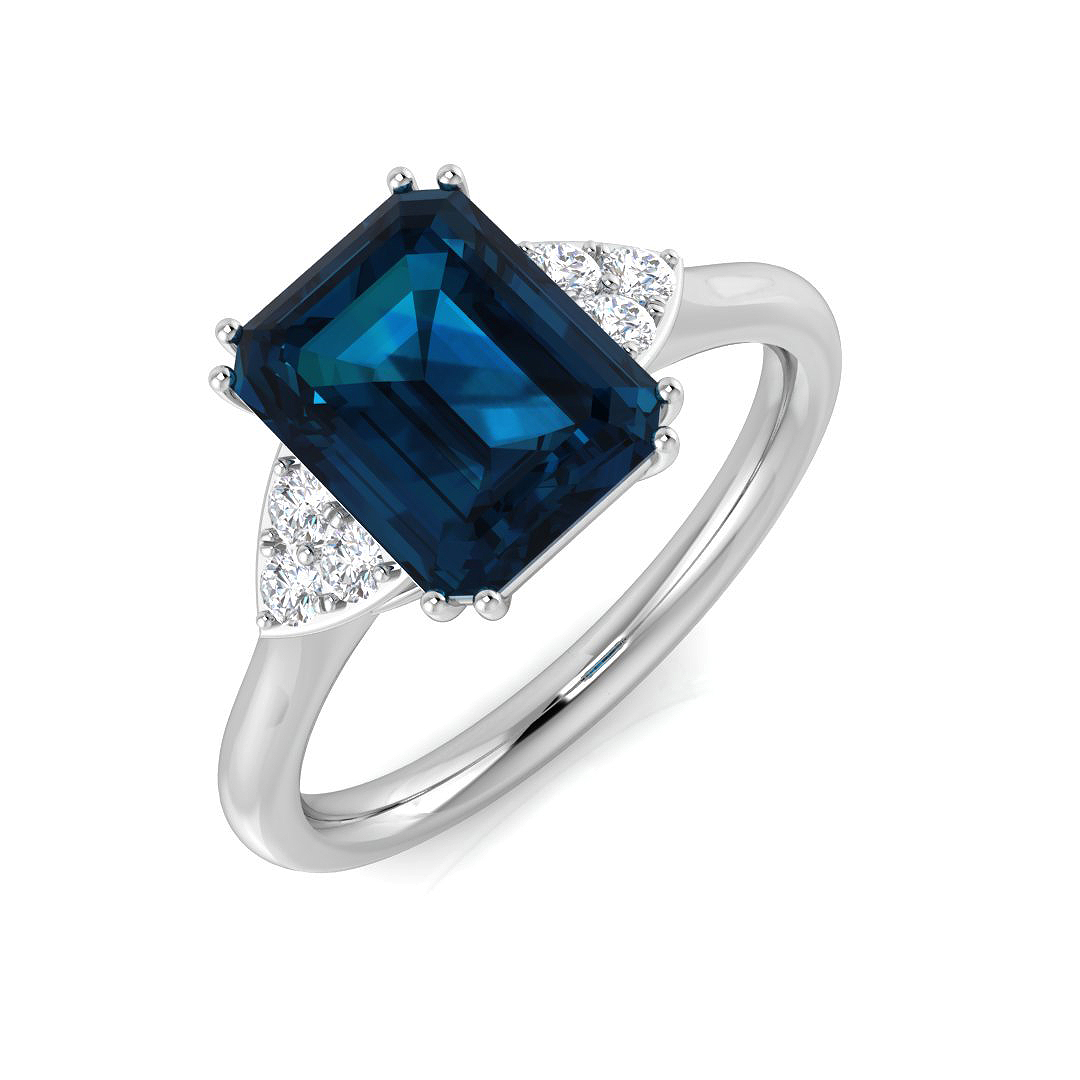 2.55 ct Blue Topaz Emerald Ring