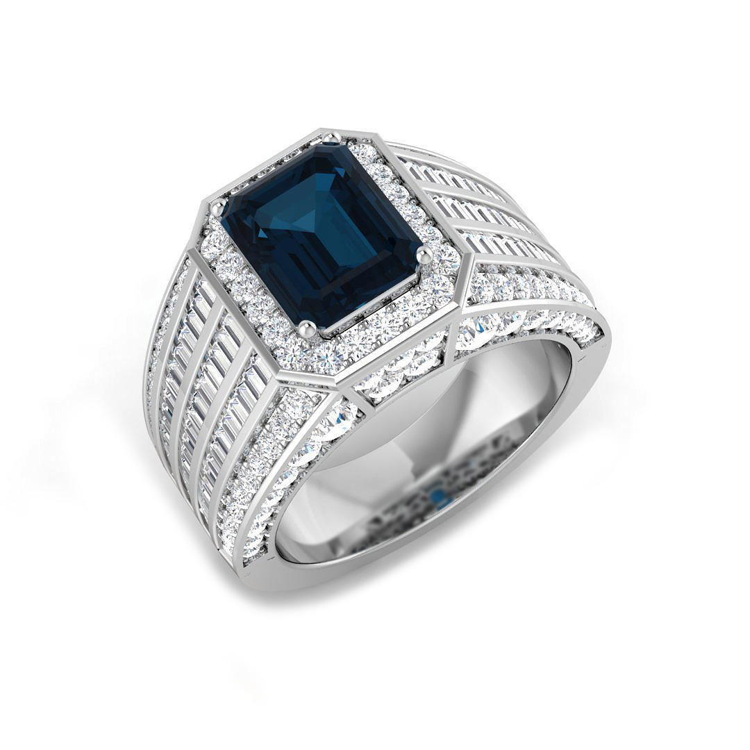5 ct Blue Topaz Emerald Ring