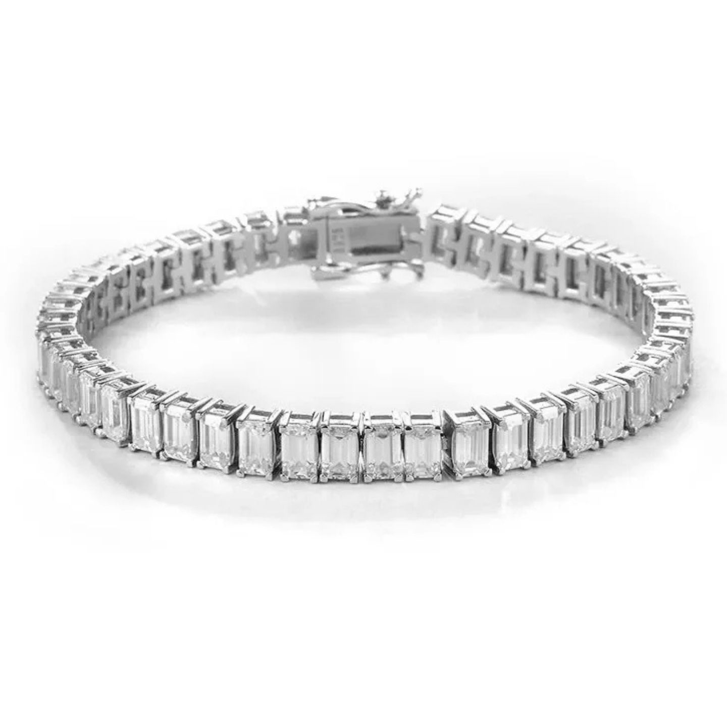 7.50 Ct Natural Emerald Cut Diamond Tennis Bracelet in 18K White Gold