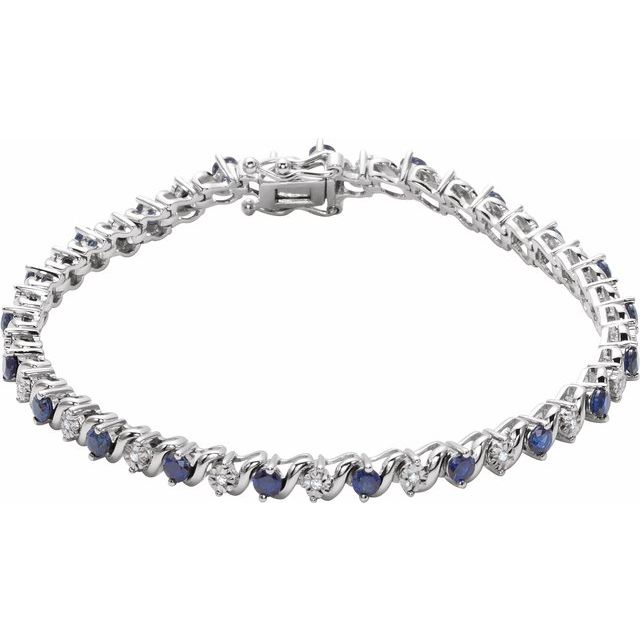 Botill 2.60 Carat Blue Sapphire  Diamond Bracelet