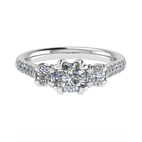 0.50 - 1.75 Carat Round Diamond Three Stone Ring with Claw Set