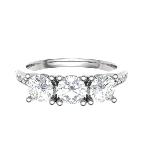 0.75 - 1.75 Carat Round Diamond Three Stone Ring with Claw Set