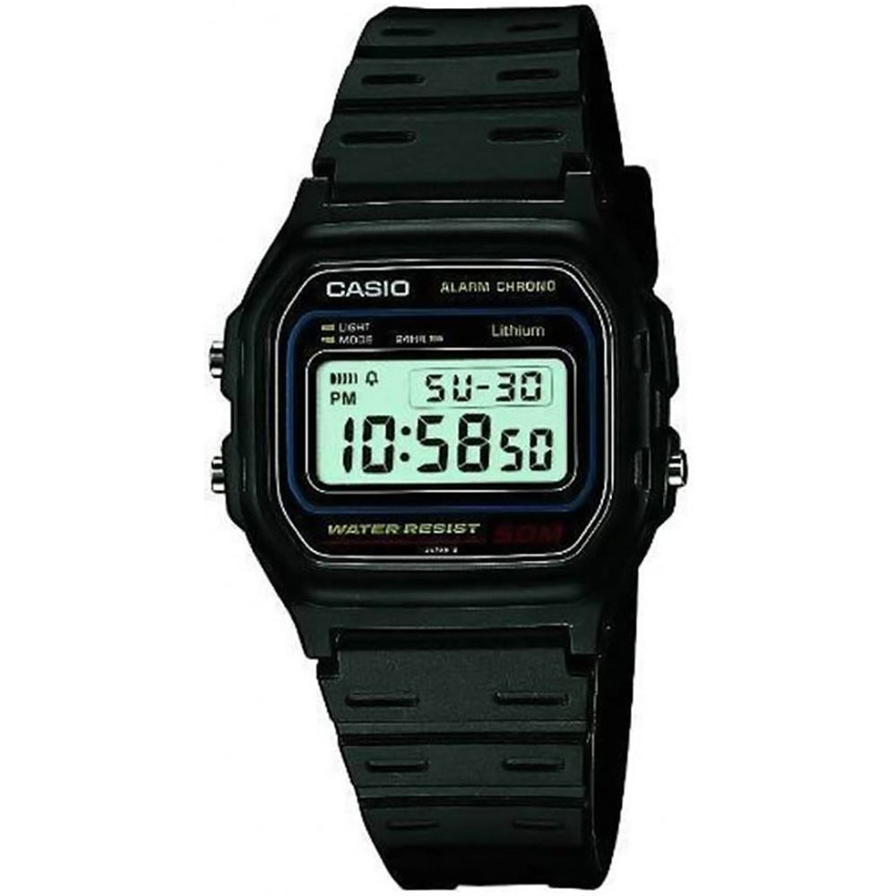 Casual Digital Watch 50M Water Resistant with Black Resin Strap